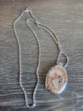 NO BRAND silver-tone husky locket and chain